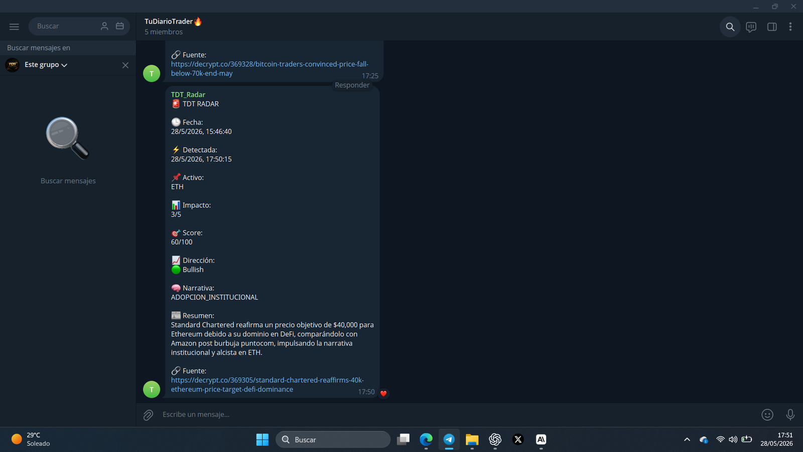TDT Radar — alerta en Telegram con score, impacto y narrativa contextual